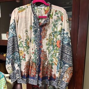 Johnny Was Multicolor Floral Blouse